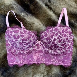 NWT Victoria’s Secret Dream Angels Padded Demi Bra Pink Burgundy Purple 32D